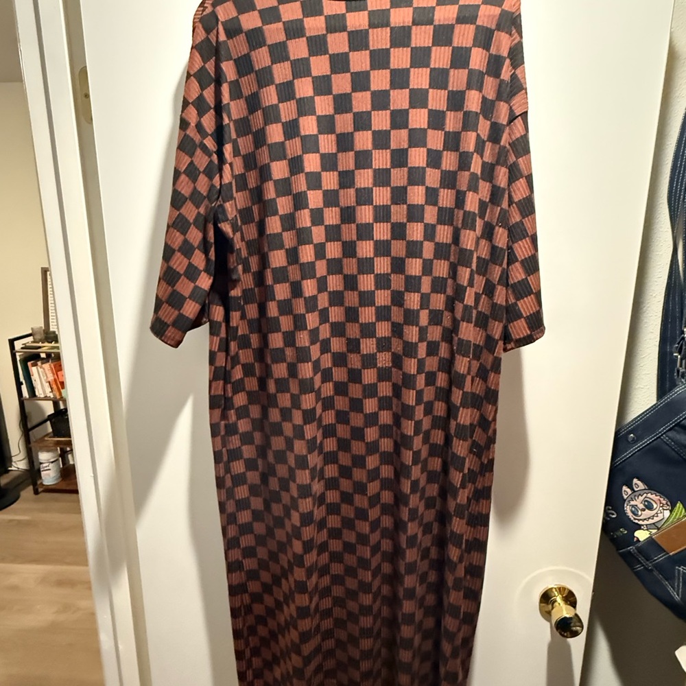 Dressed in LALA Checkered Black and Brown Dress